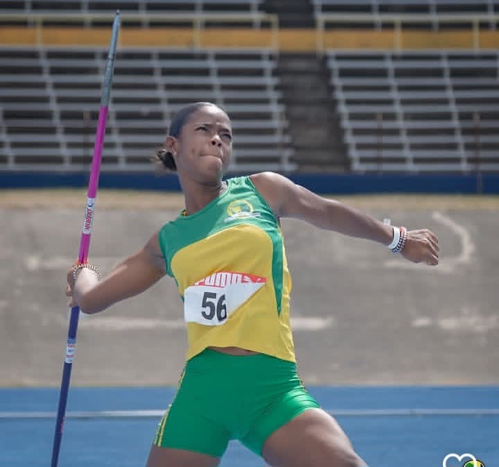 Procore Management student-athlete competing in the javelin throw